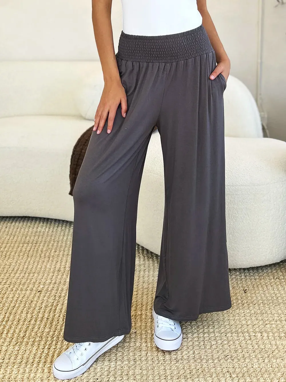 Basic Bae Full Size Smocked Wide Waistband Wide Leg Pants sold by Gigi Laurent product image thumbnail 4