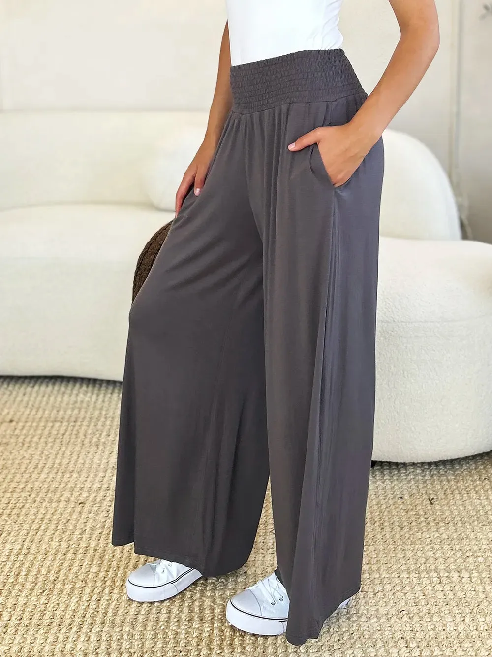 Basic Bae Full Size Smocked Wide Waistband Wide Leg Pants sold by Gigi Laurent product image thumbnail 5