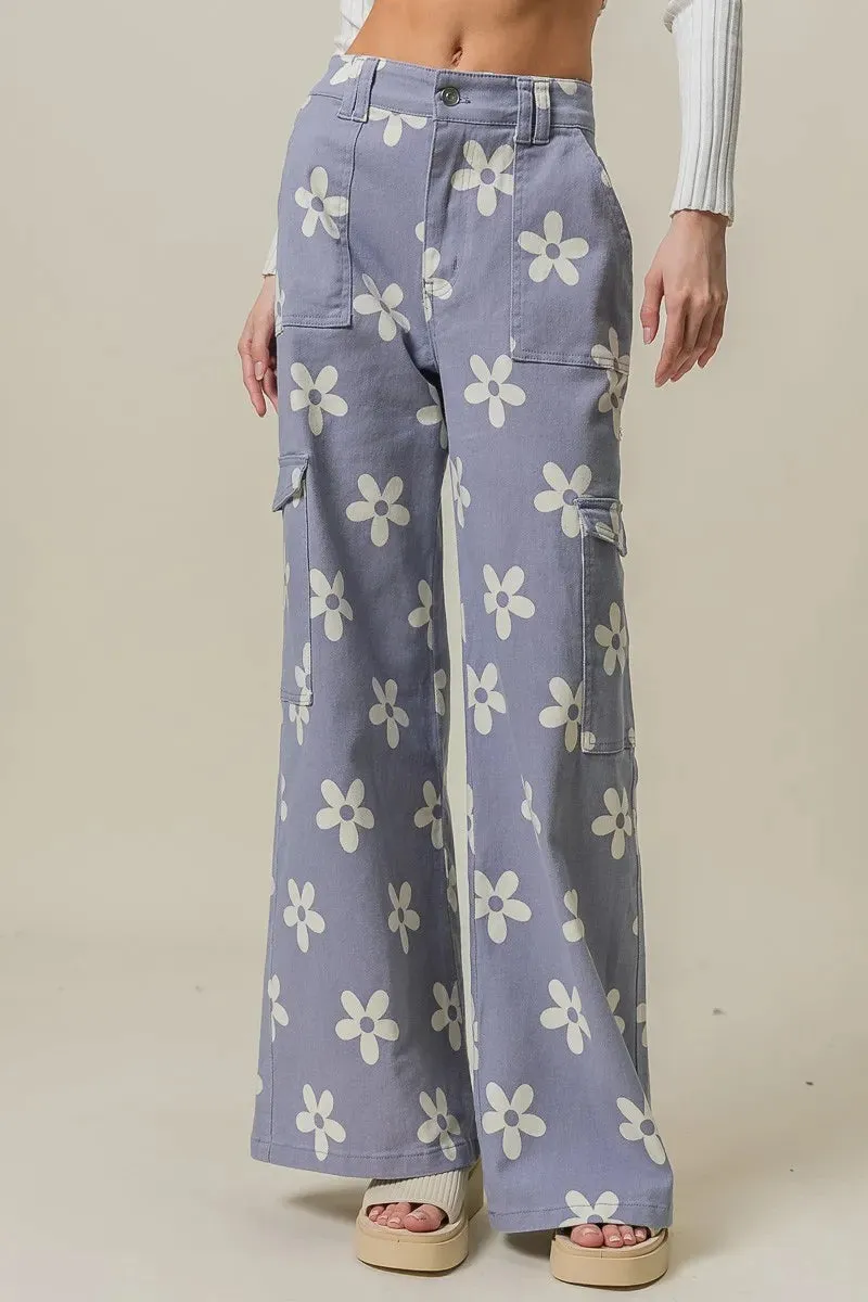 BiBi Flower Printed Side Pocket Wide Pants sold by Gigi Laurent product image thumbnail 4