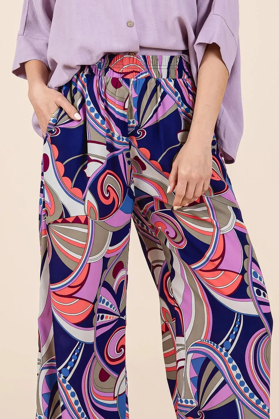 Mittoshop Abstract Print Elastic Waist Wide Leg Pants sold by Gigi Laurent product image thumbnail 4