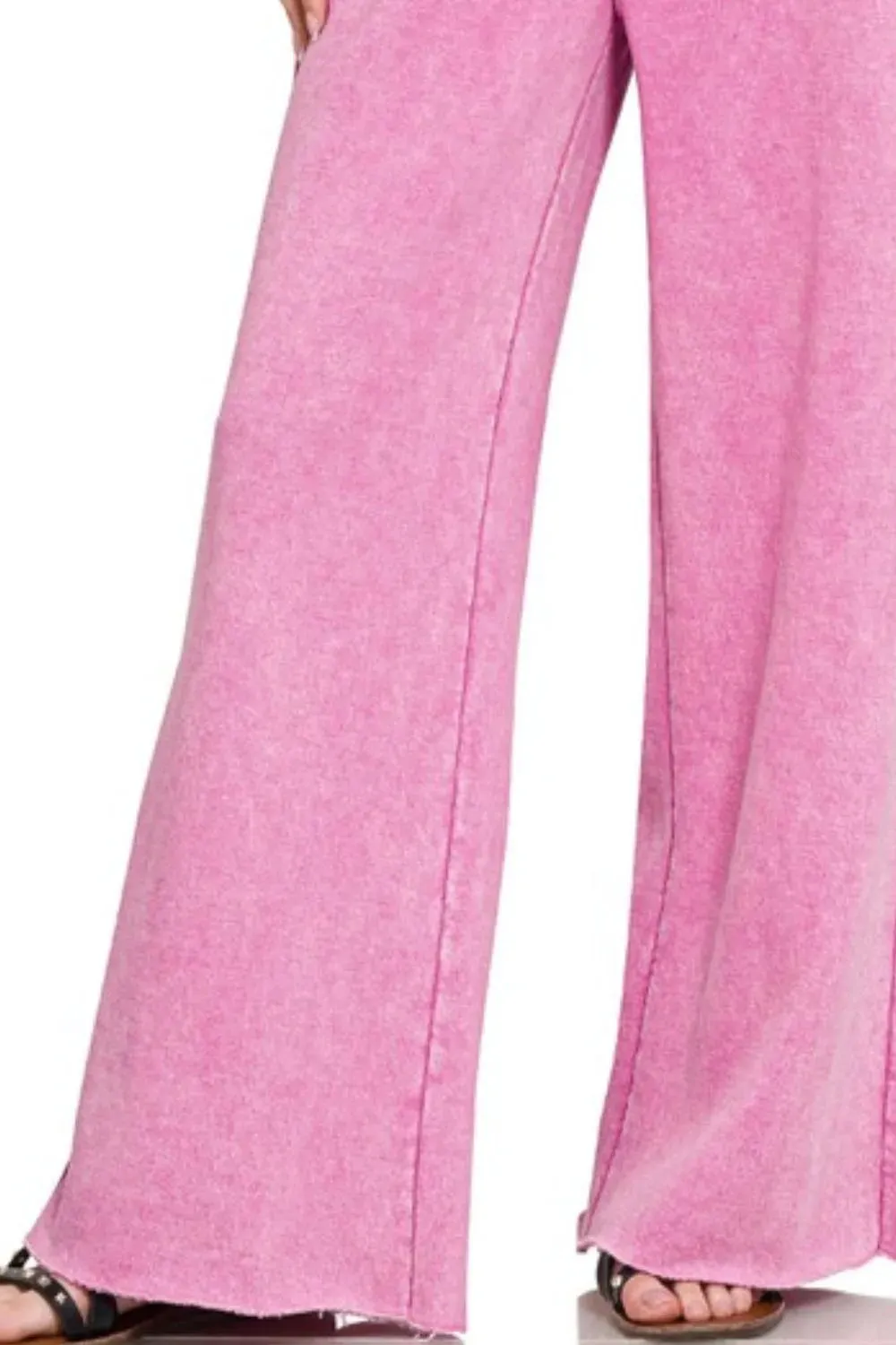 Zenana Acid Wash Fleece Palazzo Sweatpants with Pockets sold by Gigi Laurent product image thumbnail 3