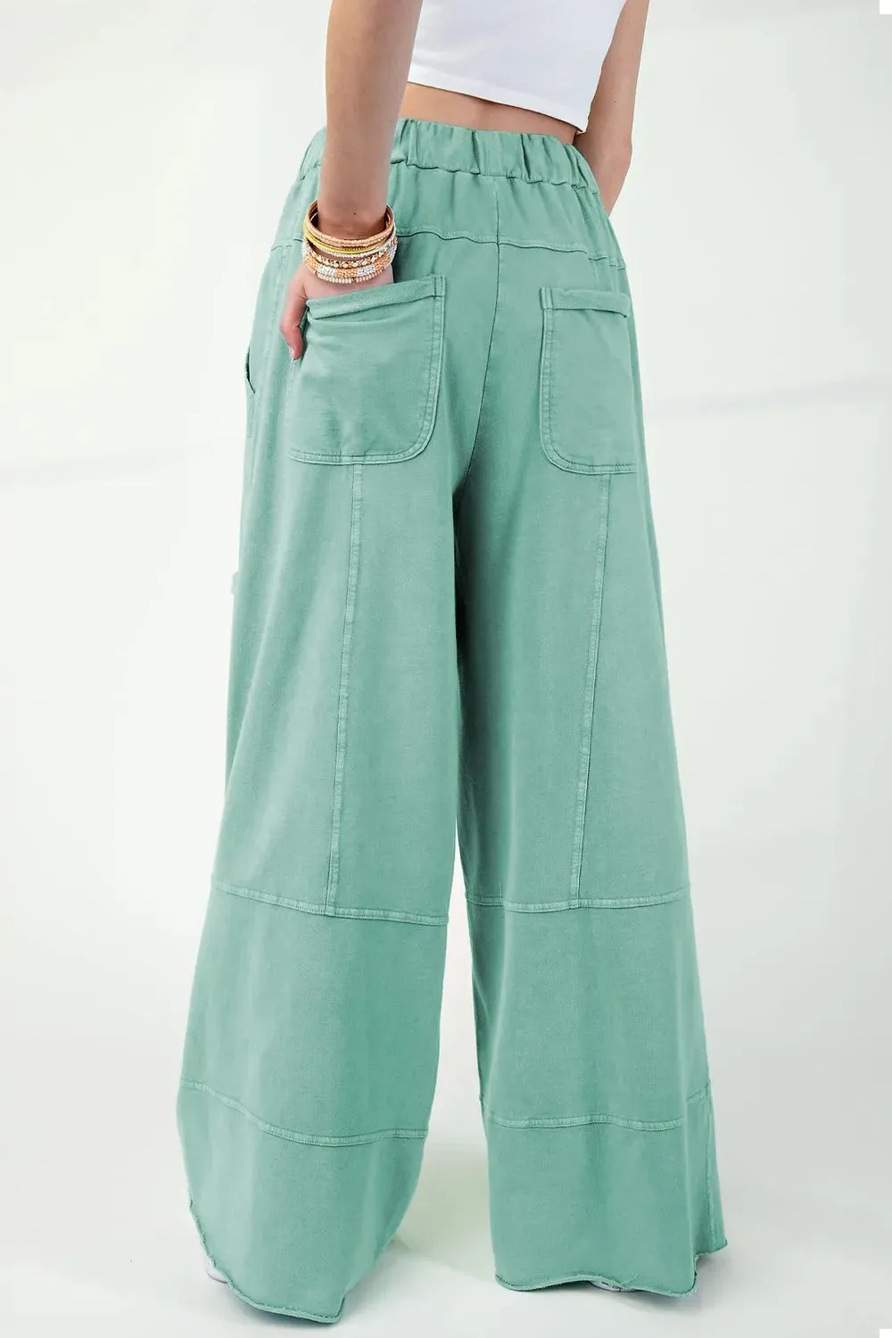 Mineral Wash Exposed Seam Drawstring High Waist Wide Leg Cargo Pants sold by Gigi Laurent product image thumbnail 2
