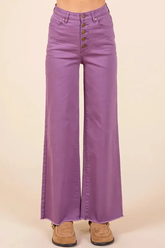 Mittoshop Twill High Waisted Button Fly Wide Leg Pants sold by Gigi Laurent