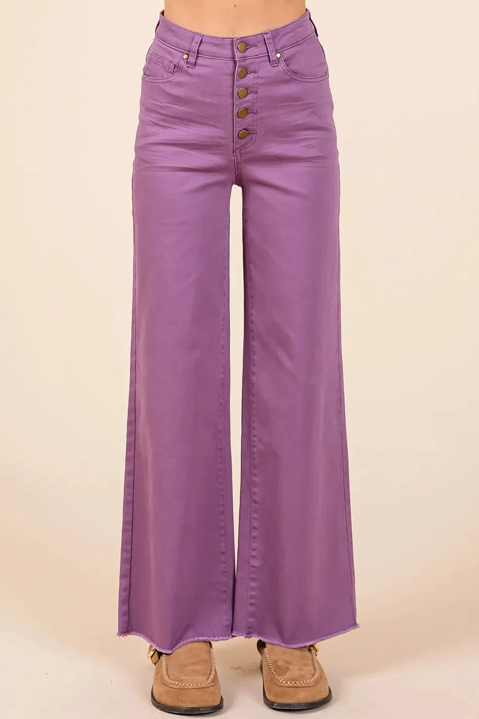 Mittoshop Twill High Waisted Button Fly Wide Leg Pants sold by Gigi Laurent