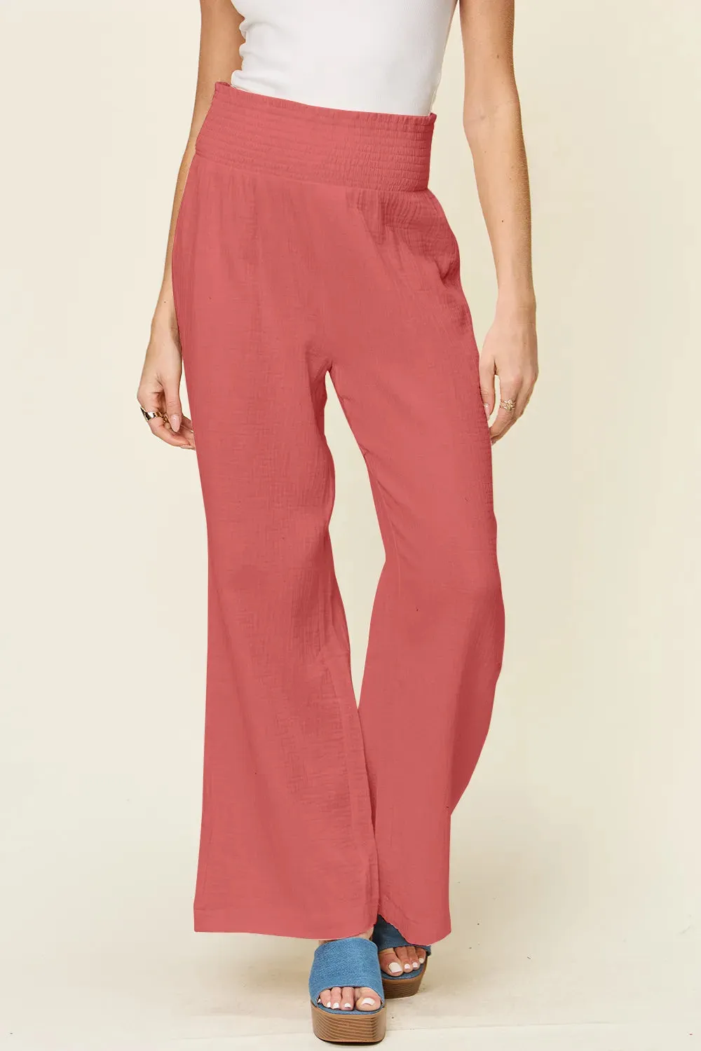 Double Take Full Size Texture Smocked Waist Wide Leg Pants sold by Gigi Laurent product image thumbnail 2