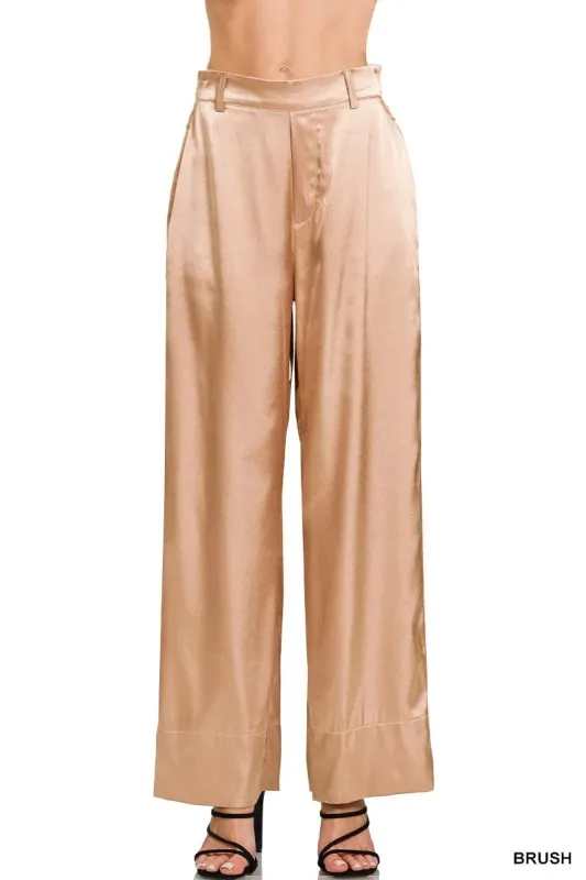 Zenana Wide-Leg Satin Pants sold by Gigi Laurent