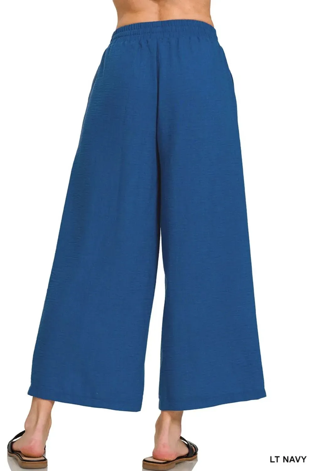 Zenana Woven Crepe Elastic Band Waist Cropped Pants sold by Gigi Laurent product image thumbnail 2