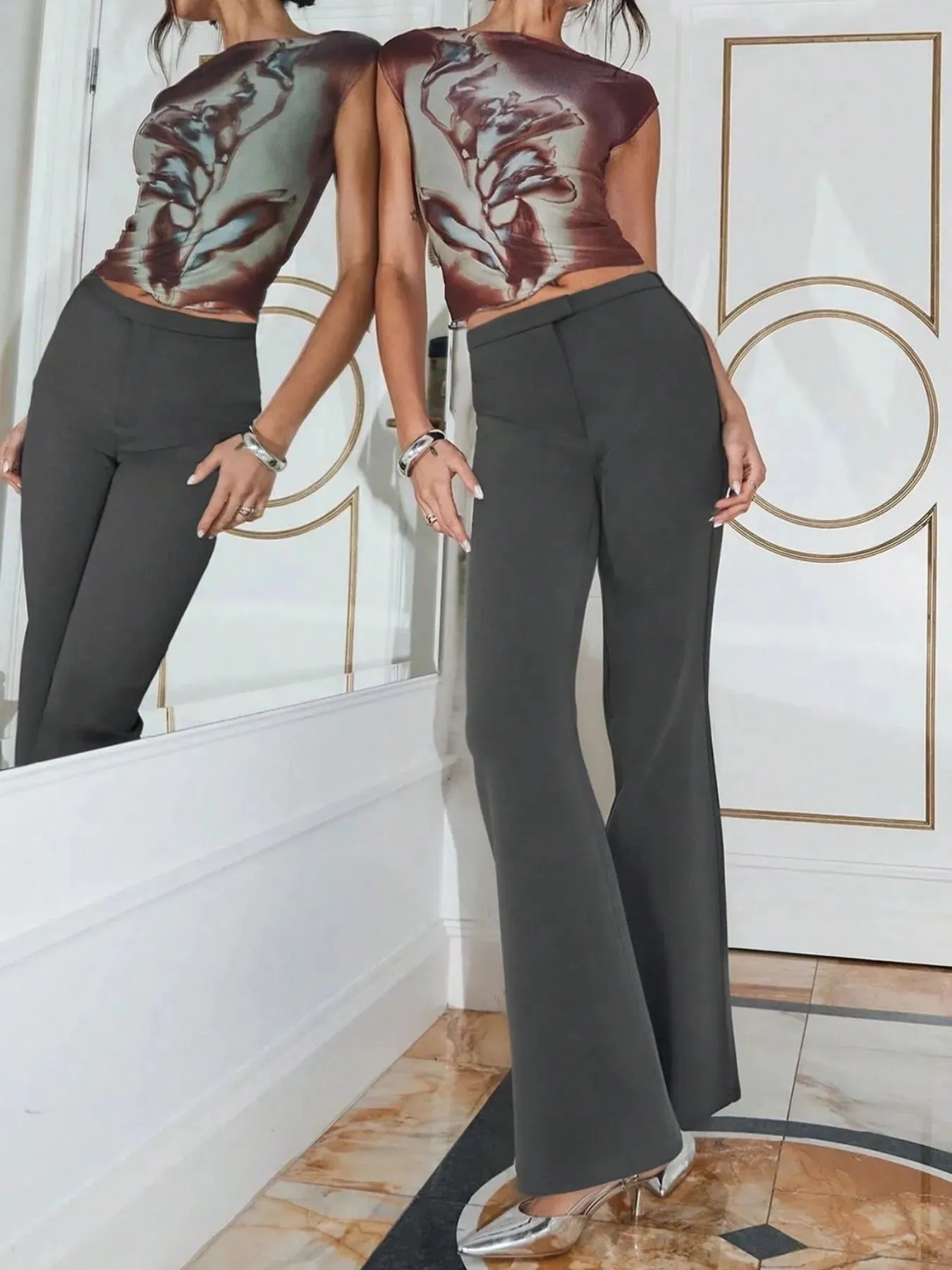 High Waist Flare Leg Trousers sold by Gigi Laurent product image thumbnail 4