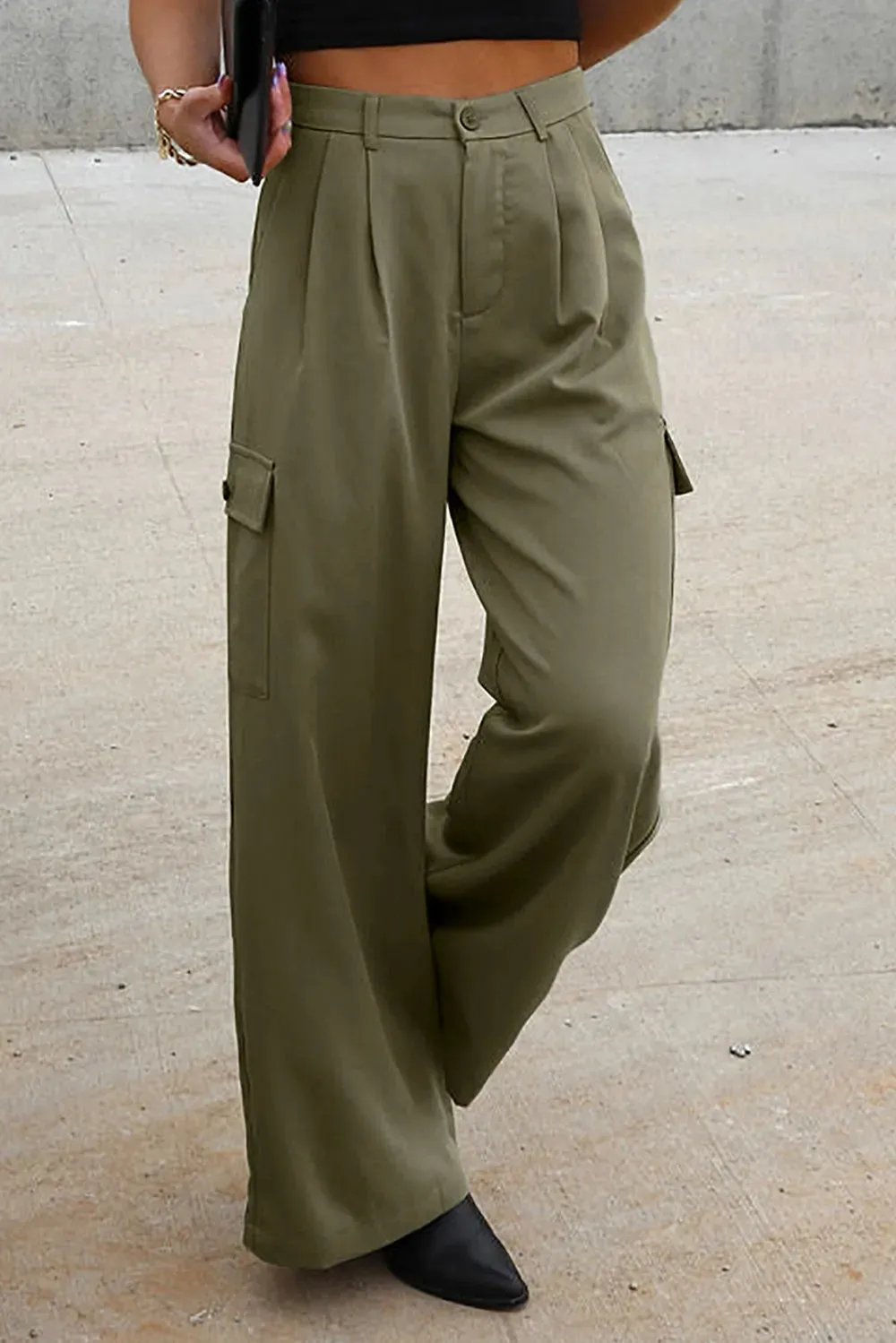 Ruched Wide Leg Pants with Pockets sold by Gigi Laurent product image thumbnail 2