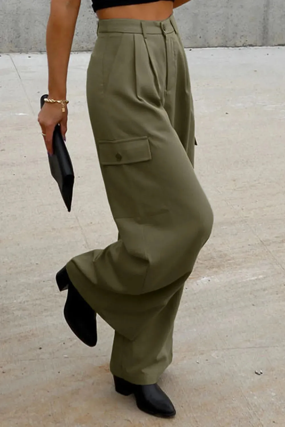 Ruched Wide Leg Pants with Pockets sold by Gigi Laurent product image thumbnail 3