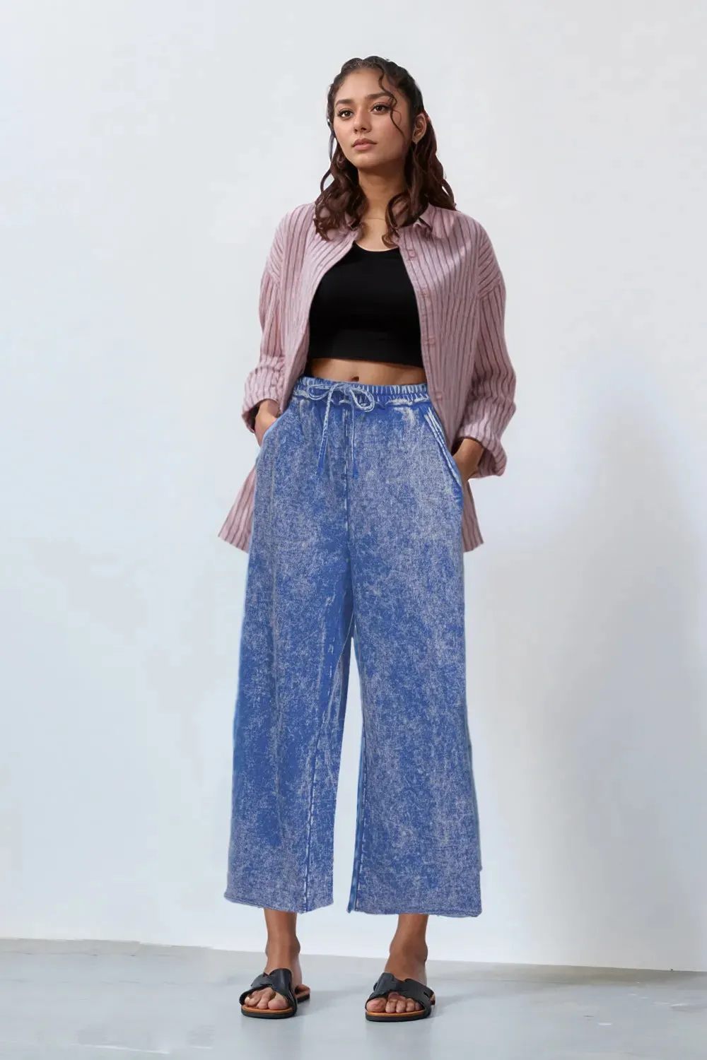 Zenana Washed French Terry Palazzo with Pockets sold by Gigi Laurent product image thumbnail 2