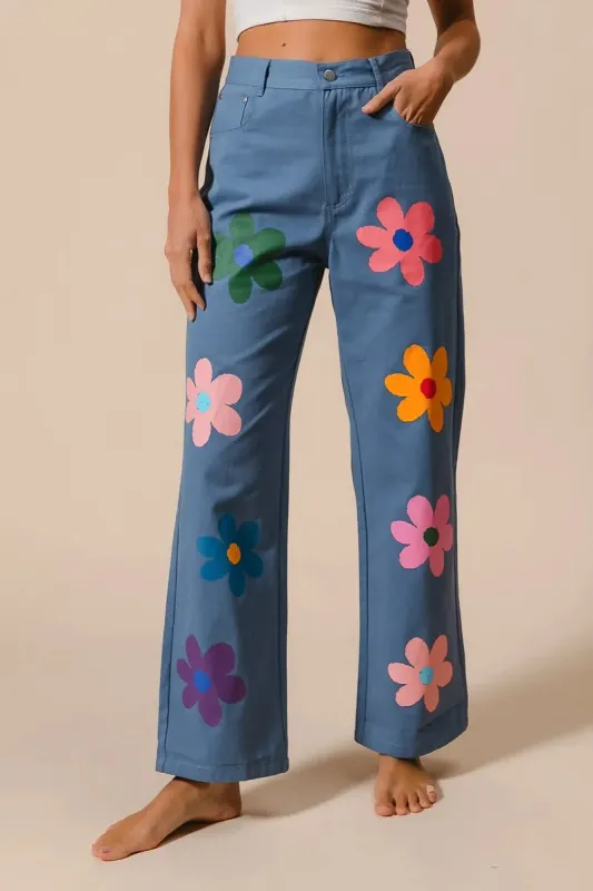 BiBi Flower Print Straight Legs Pants sold by Gigi Laurent
