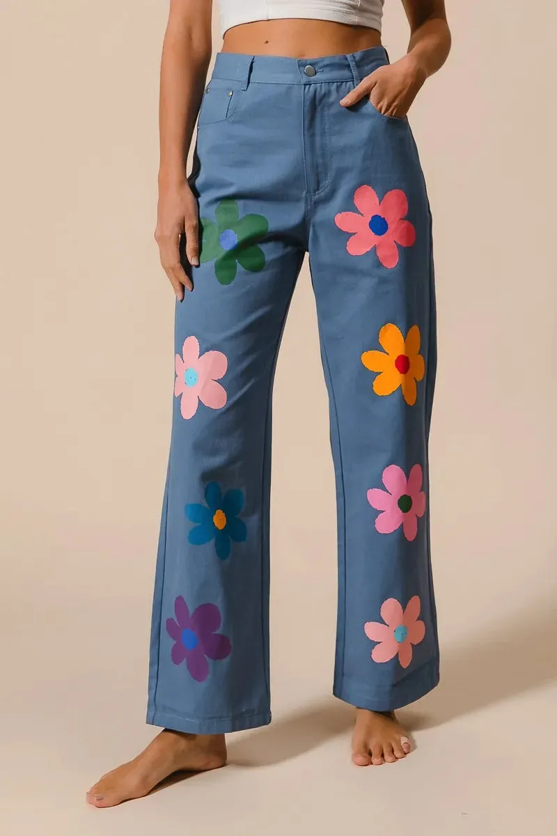 BiBi Flower Print Straight Legs Pants sold by Gigi Laurent