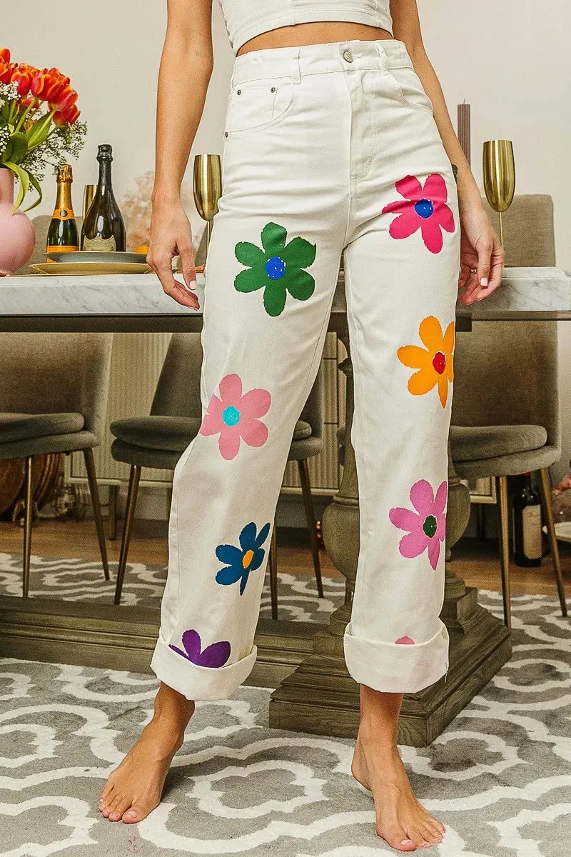 BiBi Flower Print Straight Legs Pants sold by Gigi Laurent
