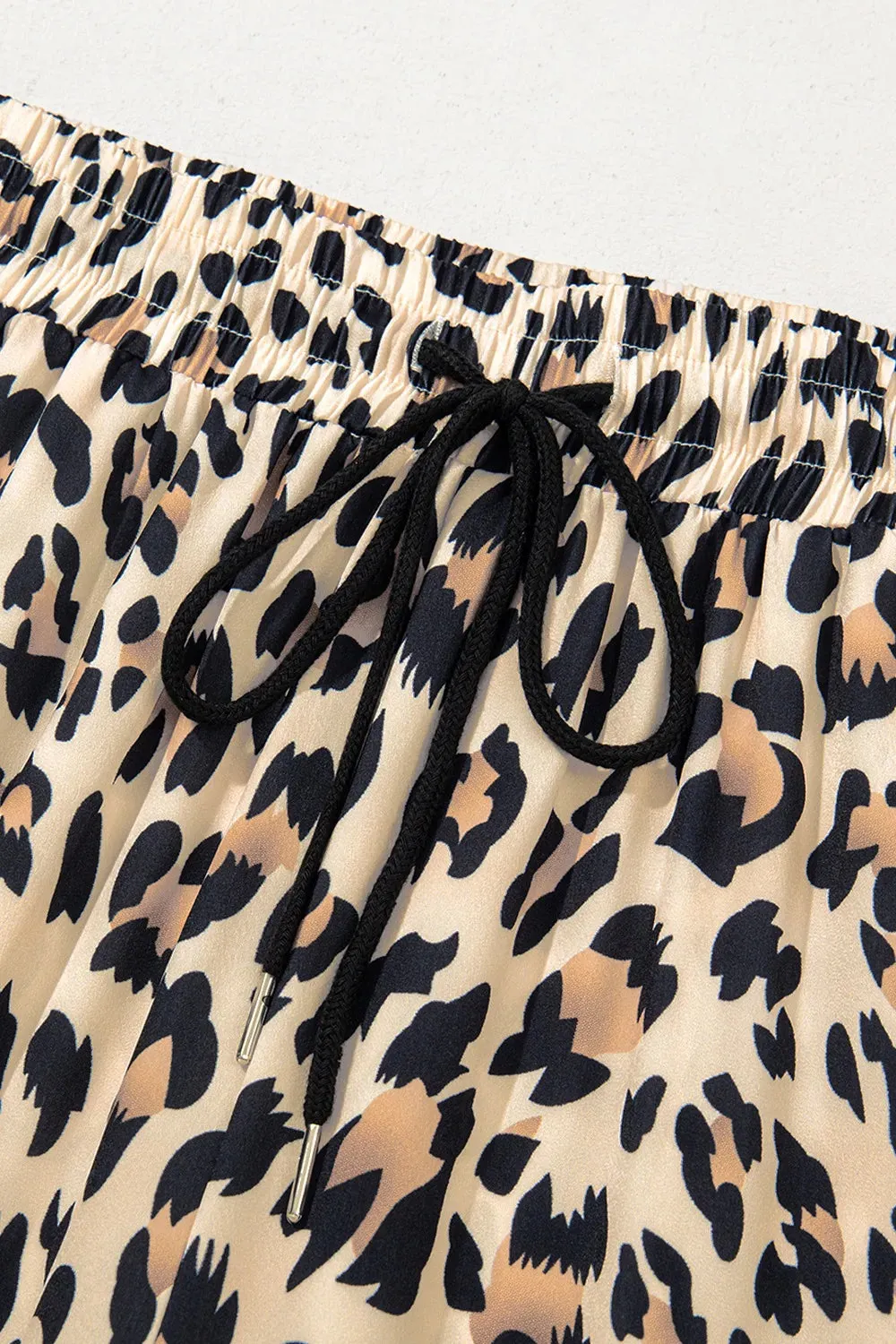 Parchment Leopard Drawstring Flowy Wide Leg Pants sold by Gigi Laurent product image thumbnail 5
