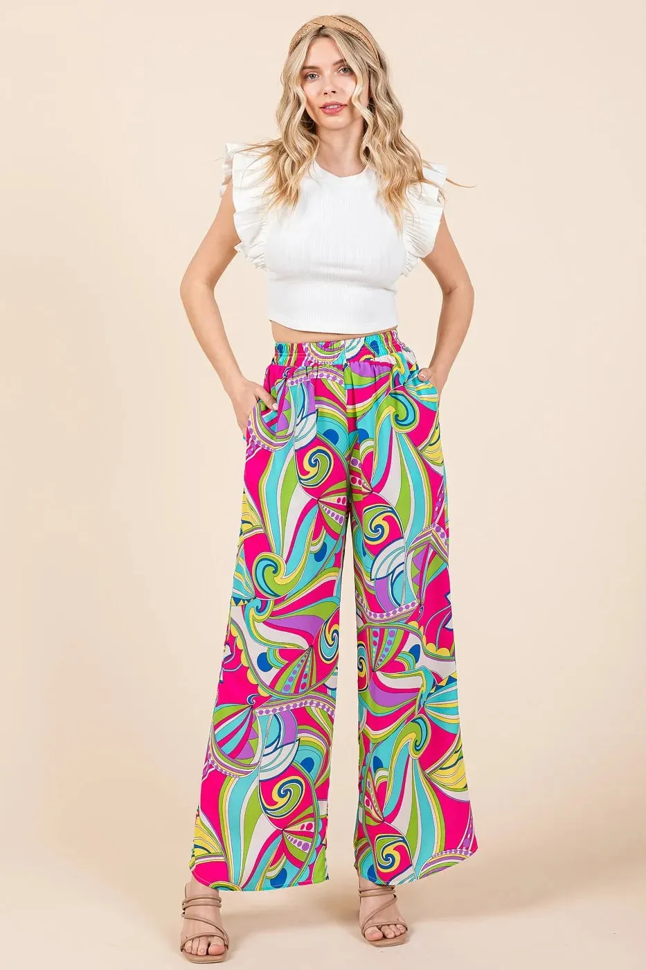 Mittoshop Abstract Print Elastic Waist Wide Leg Pants sold by Gigi Laurent product image thumbnail 5