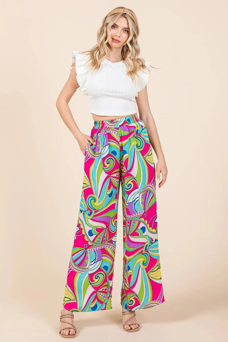Mittoshop Abstract Print Elastic Waist Wide Leg Pants sold by Gigi Laurent product image thumbnail 3