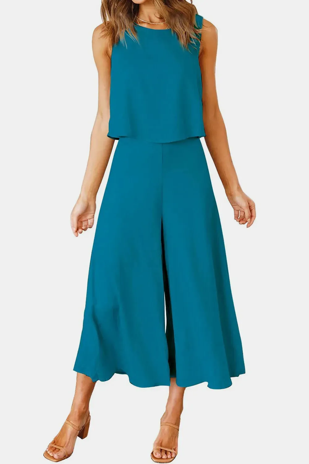 Round Neck Top and Wide Leg Pants Set sold by Gigi Laurent product image thumbnail 4