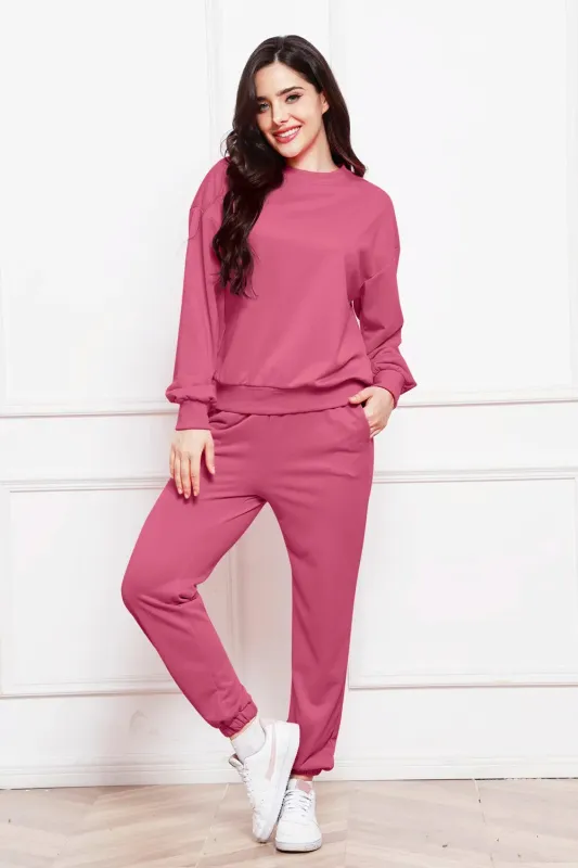 Round Neck Long Sleeve Sweatshirt and Pants Set sold by Gigi Laurent