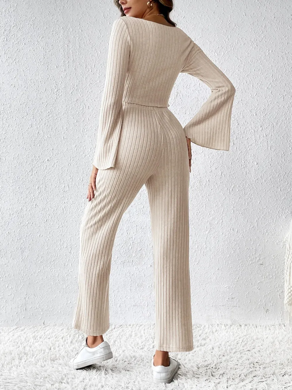 Ribbed Flare Sleeve Top and Pants Set sold by Gigi Laurent product image thumbnail 2