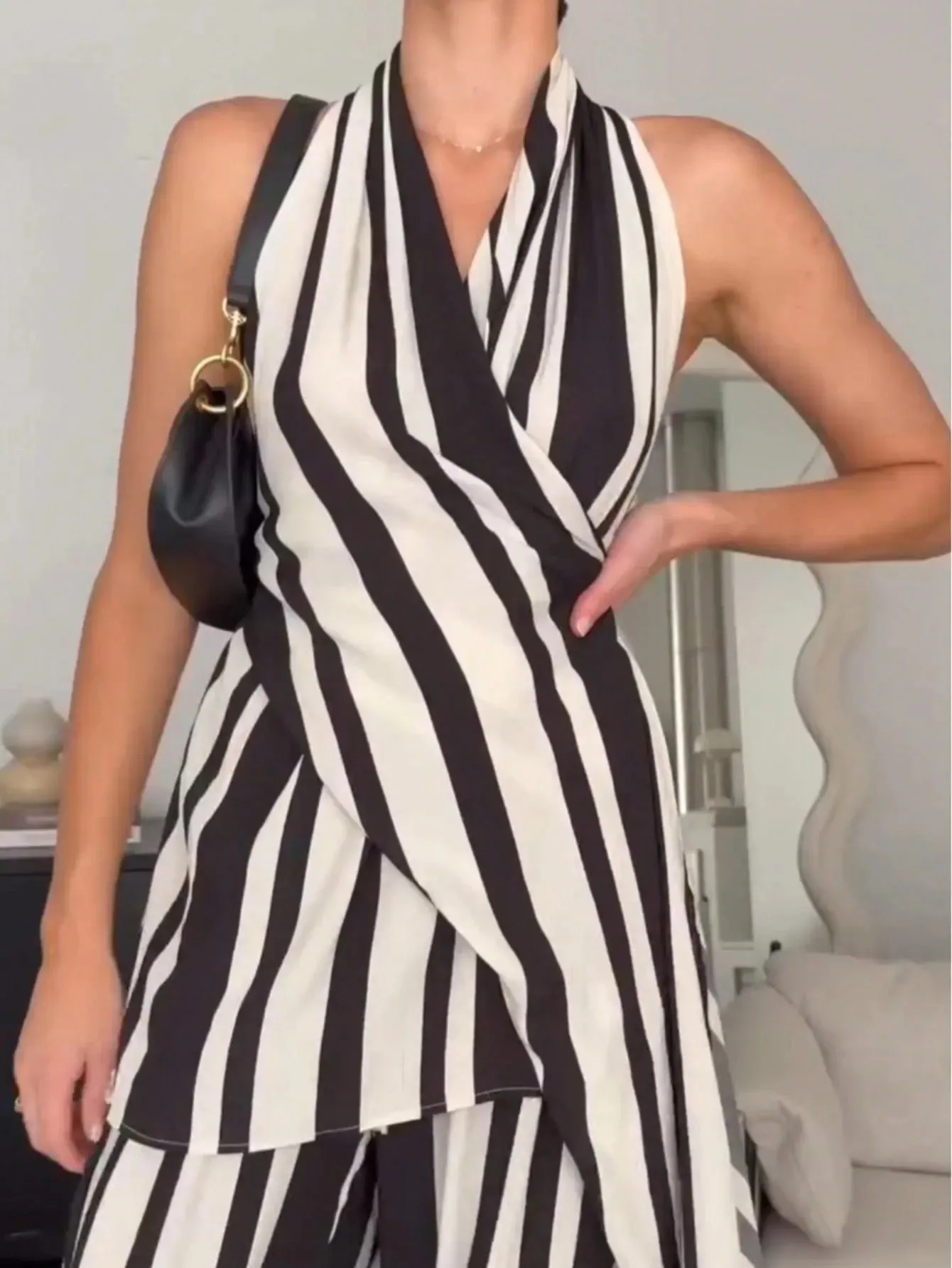 Striped Halter Neck Top and Pants Two-Piece Set sold by Gigi Laurent product image thumbnail 2