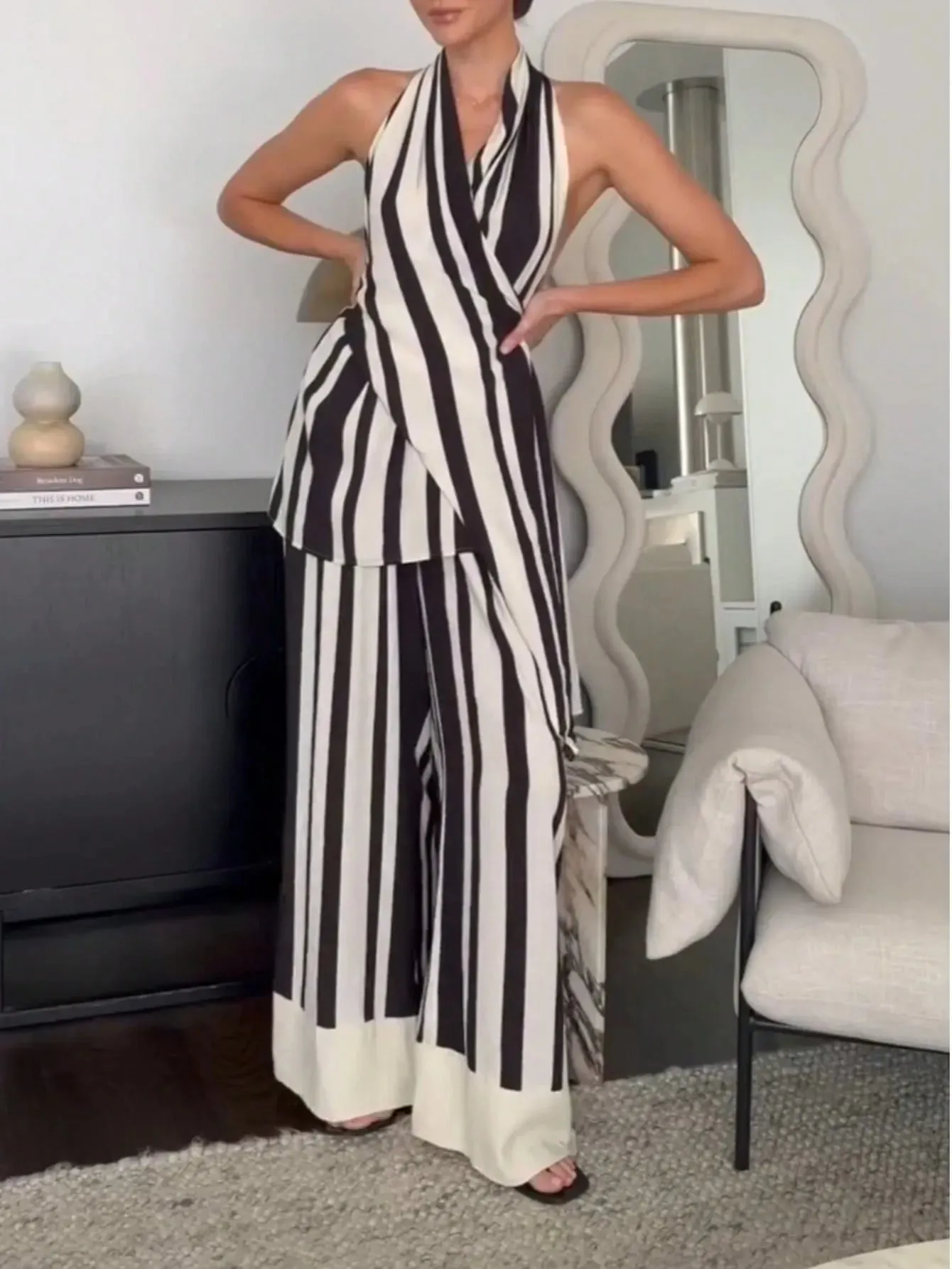 Striped Halter Neck Top and Pants Two-Piece Set sold by Gigi Laurent product image thumbnail 3