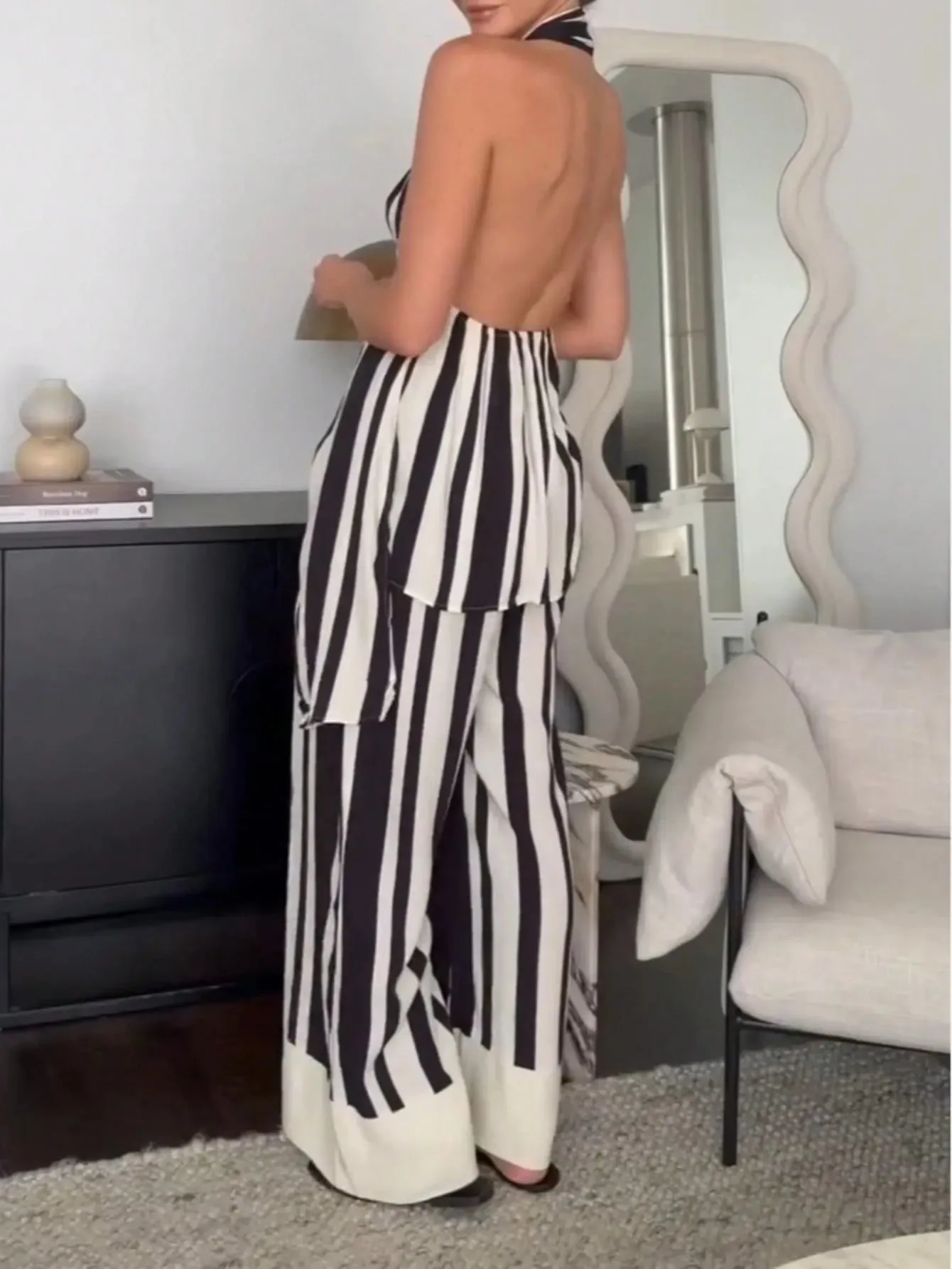 Striped Halter Neck Top and Pants Two-Piece Set sold by Gigi Laurent product image thumbnail 4