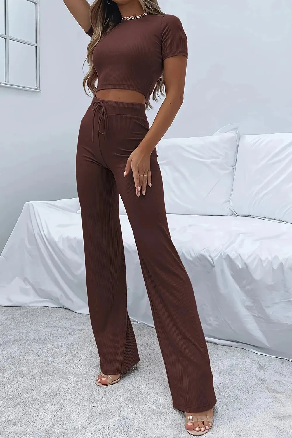 Round Neck Short Sleeve Top and Pants Set sold by Gigi Laurent product image thumbnail 5