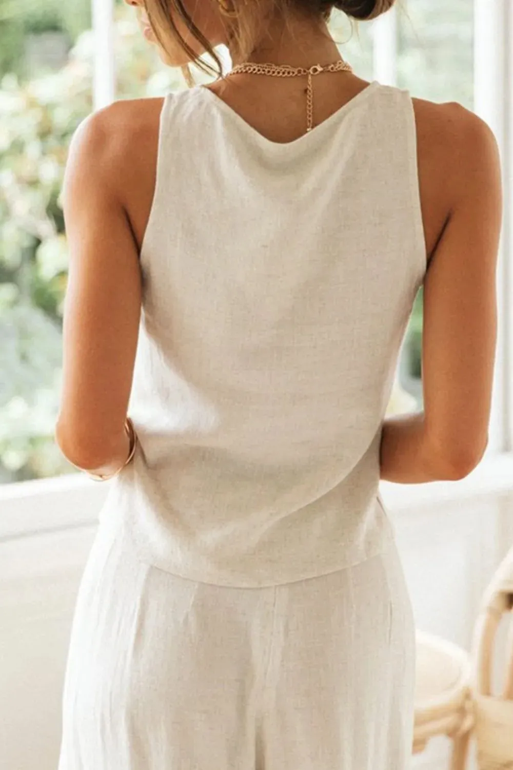 Drawstring V-Neck Tank and Pants Set sold by Gigi Laurent product image thumbnail 5