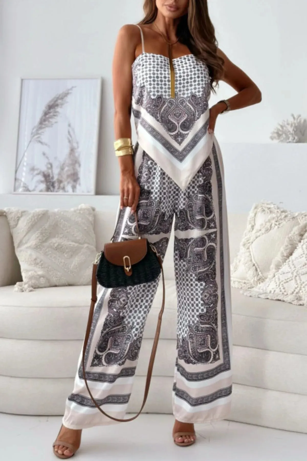 Printed Cami and Wide Leg Pants Set sold by Gigi Laurent