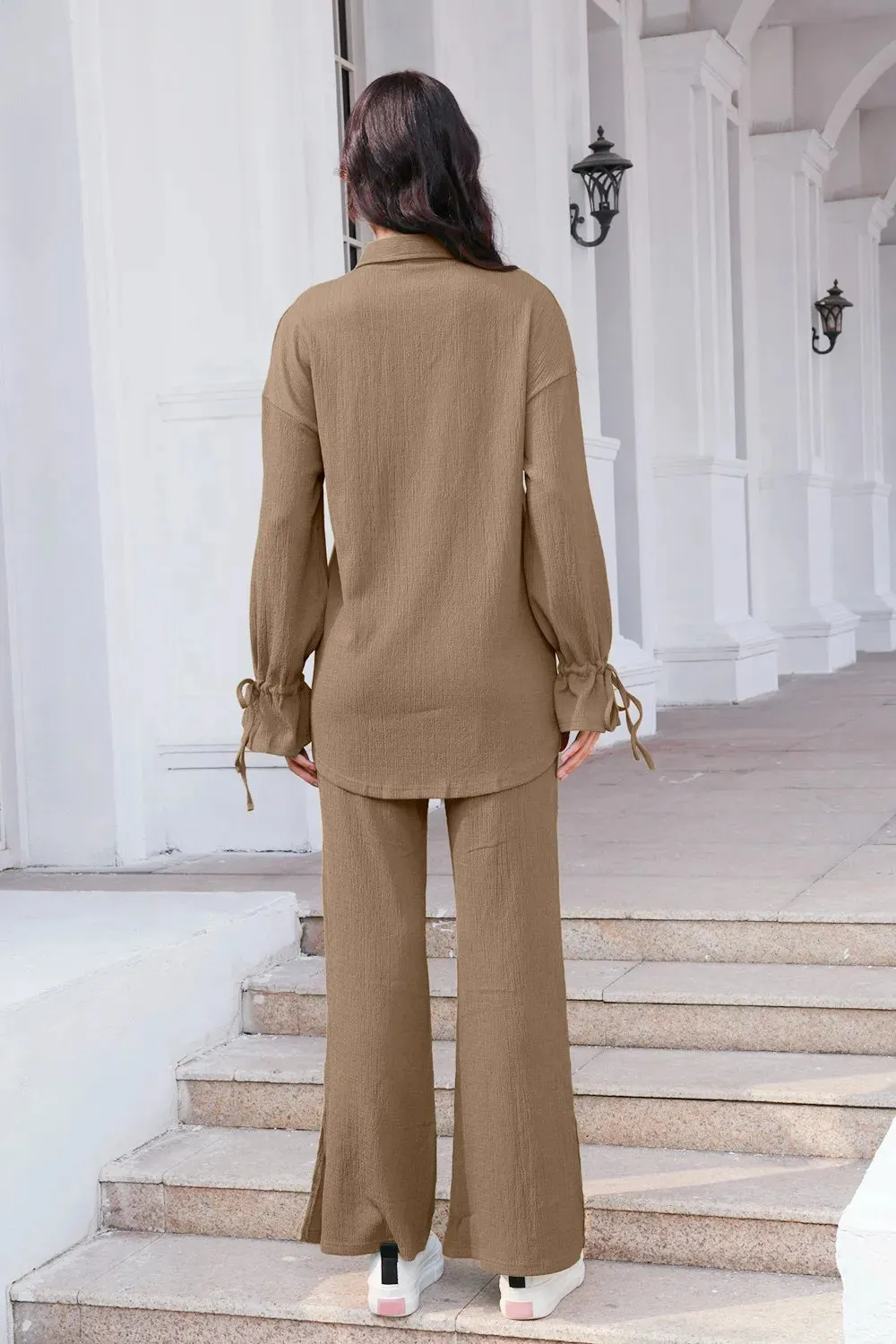 Drawstring Flounce Sleeve Shirt and Pants Set sold by Gigi Laurent product image thumbnail 2