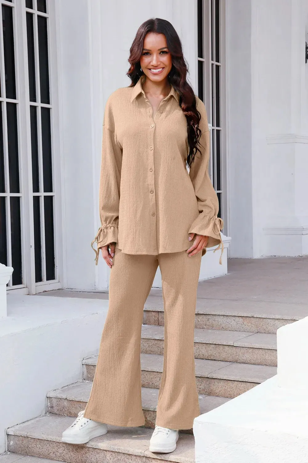 Drawstring Flounce Sleeve Shirt and Pants Set sold by Gigi Laurent product image thumbnail 4