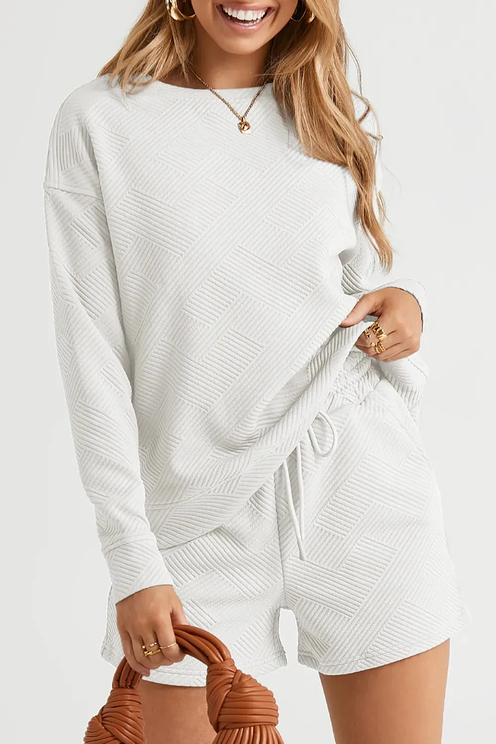 Round Neck Dropped Shoulder Top and Shorts Set sold by Gigi Laurent