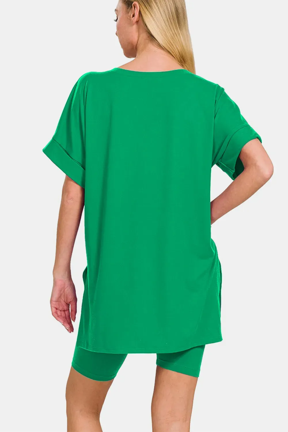 Zenana V-Neck Short Sleeve T-Shirt and Biker Shorts Set sold by Gigi Laurent product image thumbnail 2