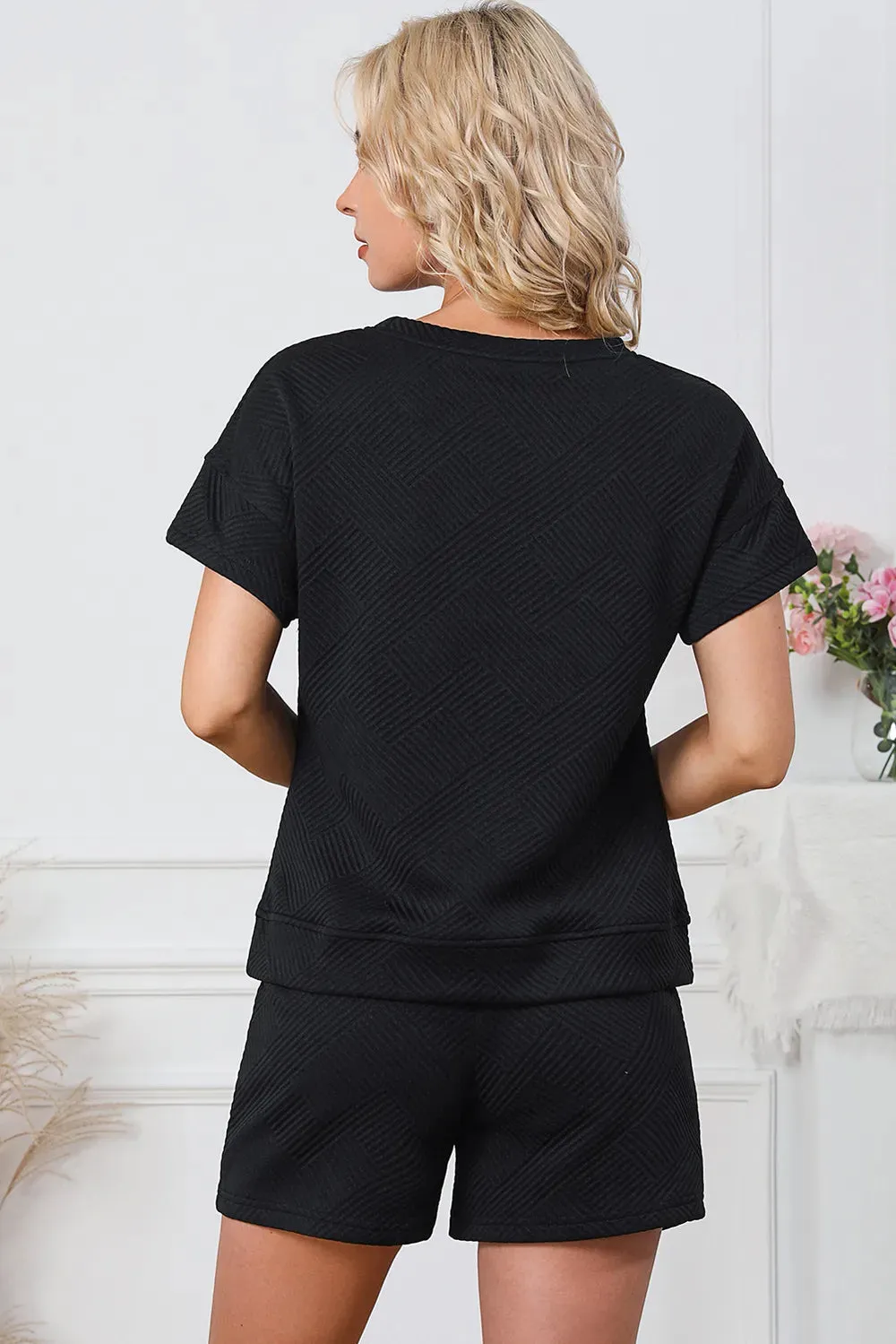 Textured Round Neck T-Shirt and Shorts Set sold by Gigi Laurent product image thumbnail 2