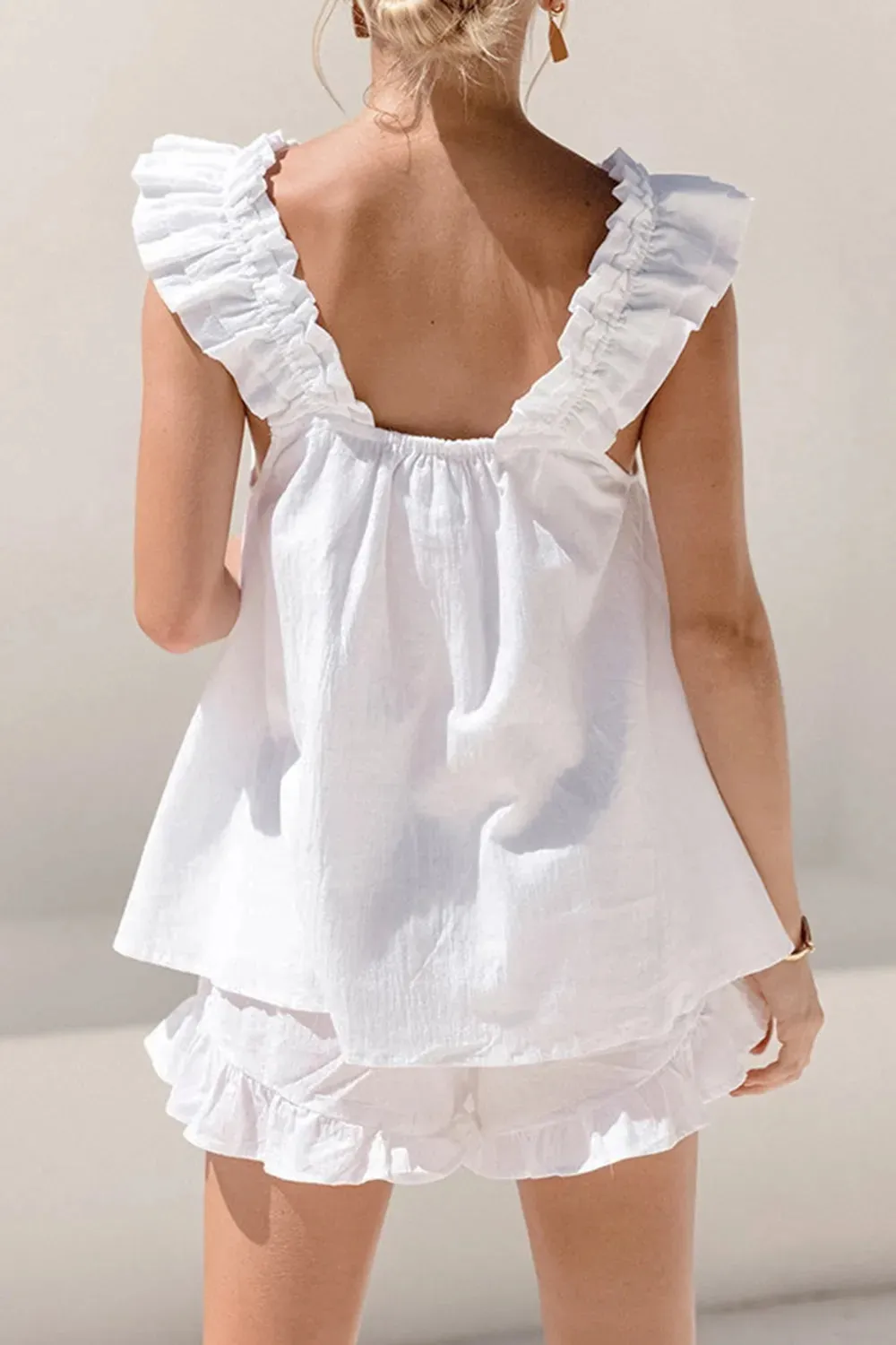 Ruffled Square Neck Top and Shorts Set sold by Gigi Laurent product image thumbnail 2