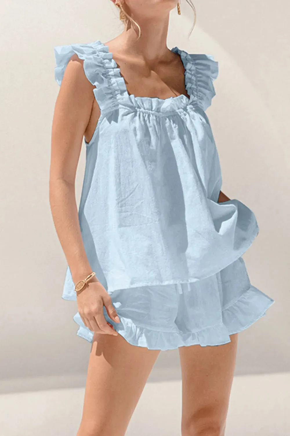 Ruffled Square Neck Top and Shorts Set sold by Gigi Laurent product image thumbnail 5