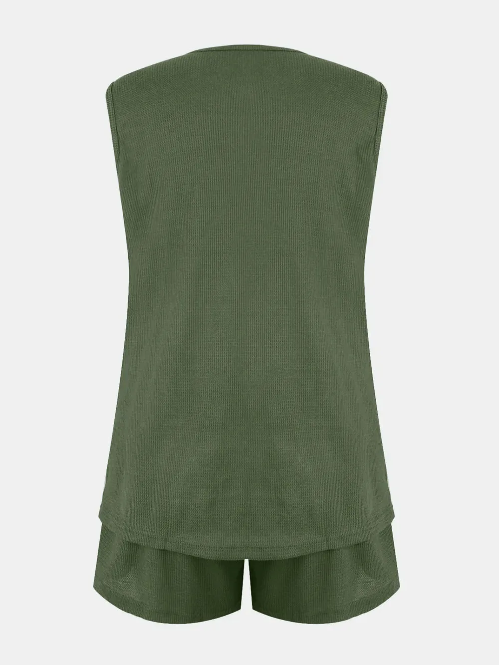 Full Size Waffle-Knit Notched Top and Shorts Set sold by Gigi Laurent product image thumbnail 3