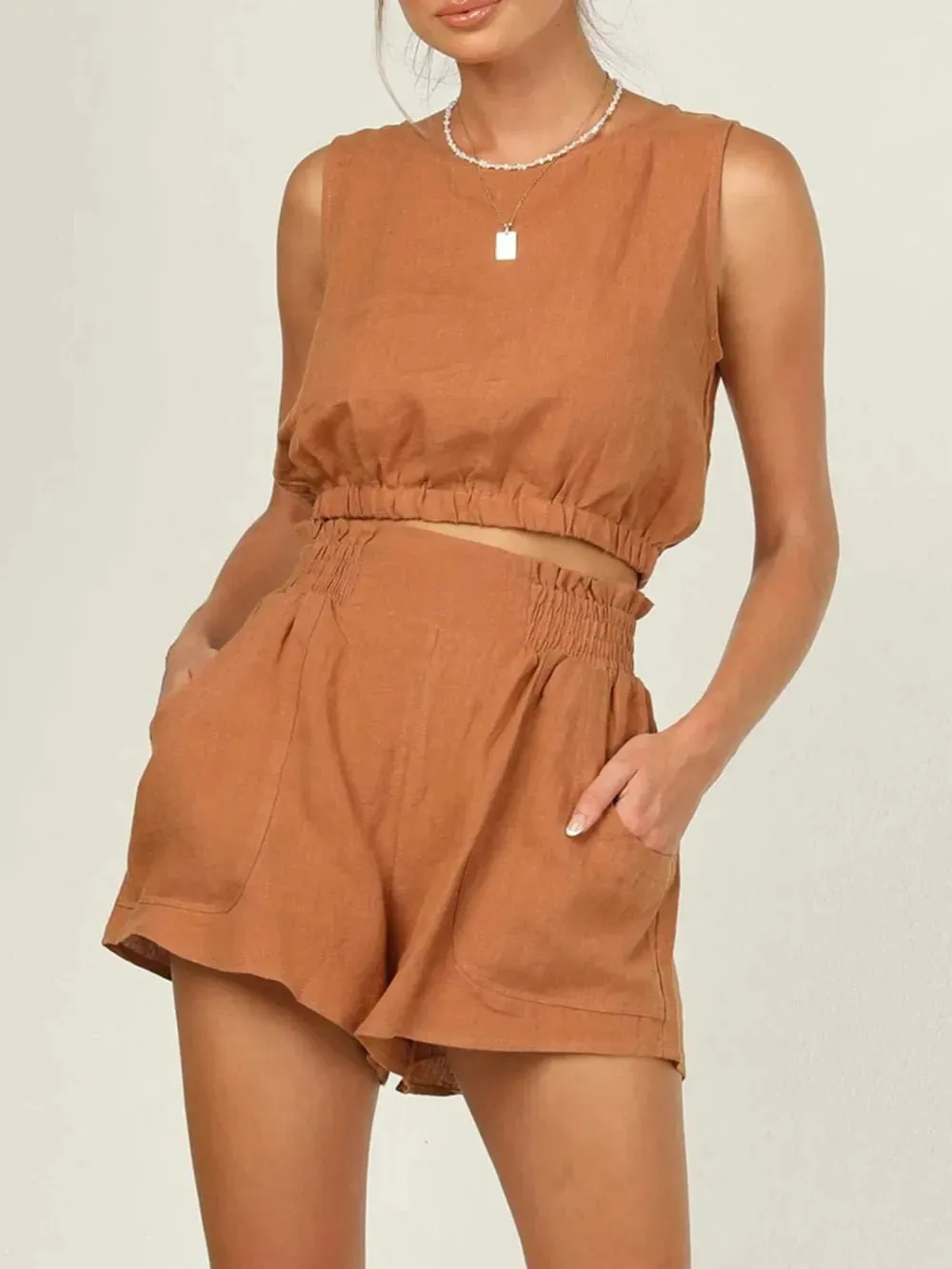 Round Neck Sleeveless Top and Shorts Set sold by Gigi Laurent product image thumbnail 4