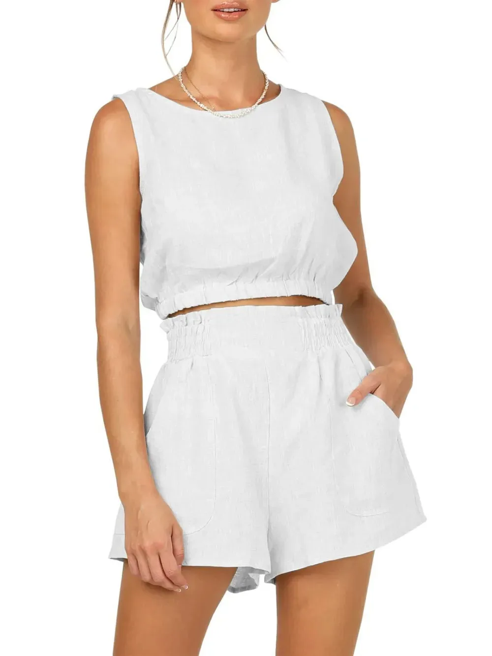 Round Neck Sleeveless Top and Shorts Set sold by Gigi Laurent product image thumbnail 5
