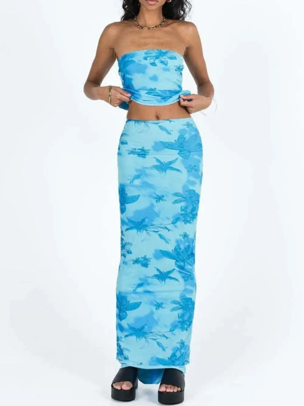 Printed Tube Top and Maxi Skirt Set sold by Gigi Laurent product image thumbnail 4