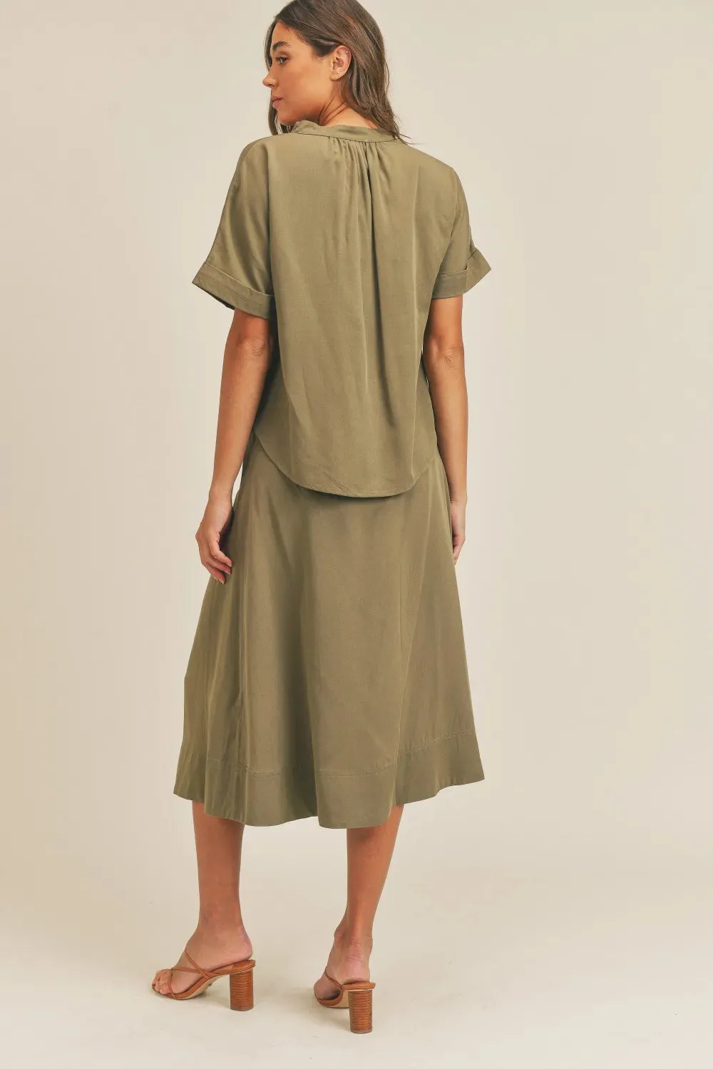 MABLE Short Sleeve Top and Button Down Midi Skirt Set sold by Gigi Laurent product image thumbnail 2