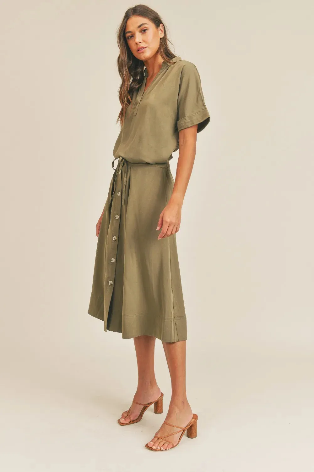 MABLE Short Sleeve Top and Button Down Midi Skirt Set sold by Gigi Laurent product image thumbnail 3