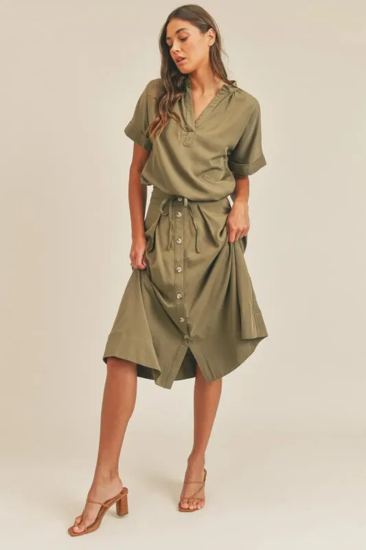 MABLE Short Sleeve Top and Button Down Midi Skirt Set sold by Gigi Laurent