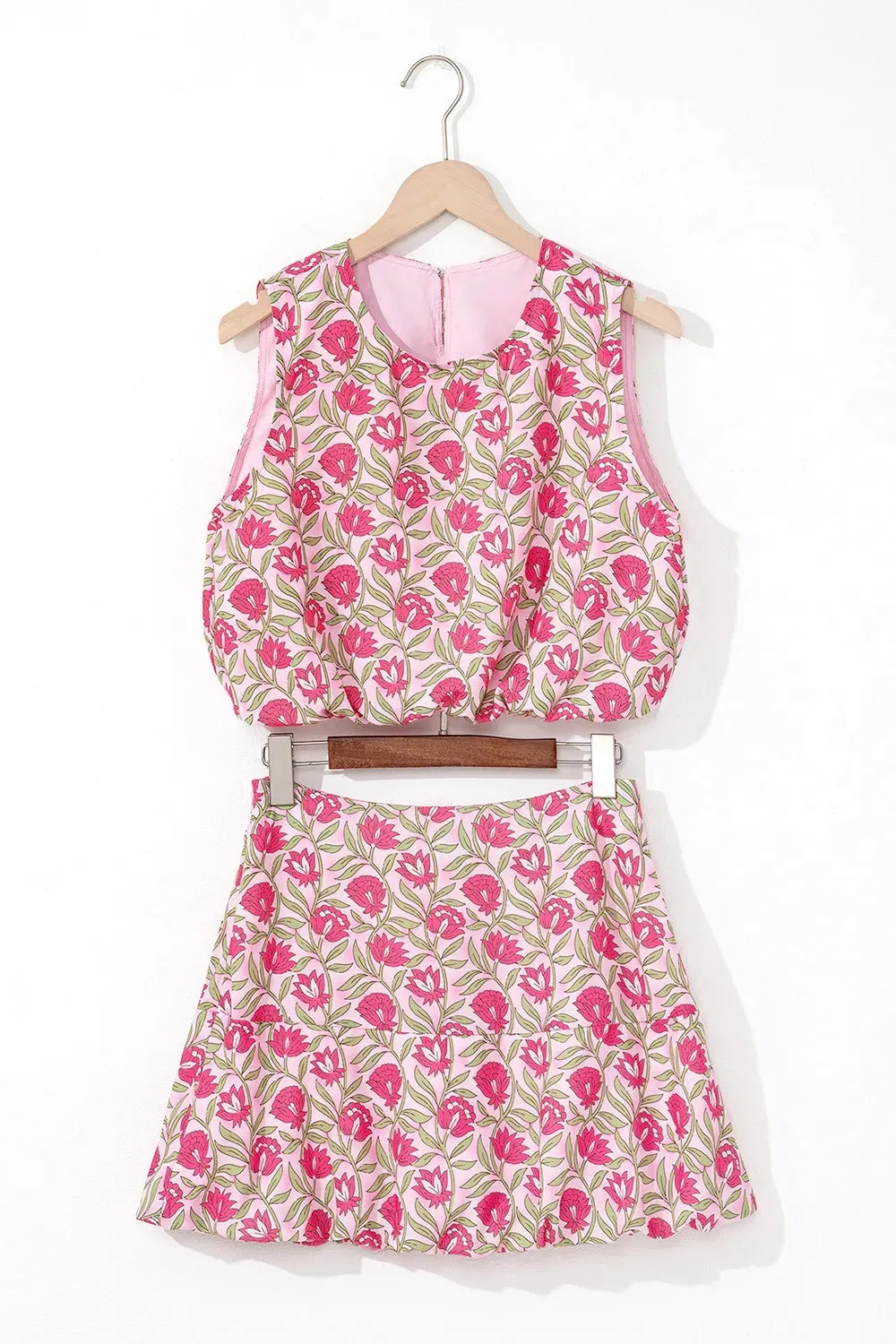 Floral Print Cropped Tank and Mini Skirt Set sold by Gigi Laurent product image thumbnail 3