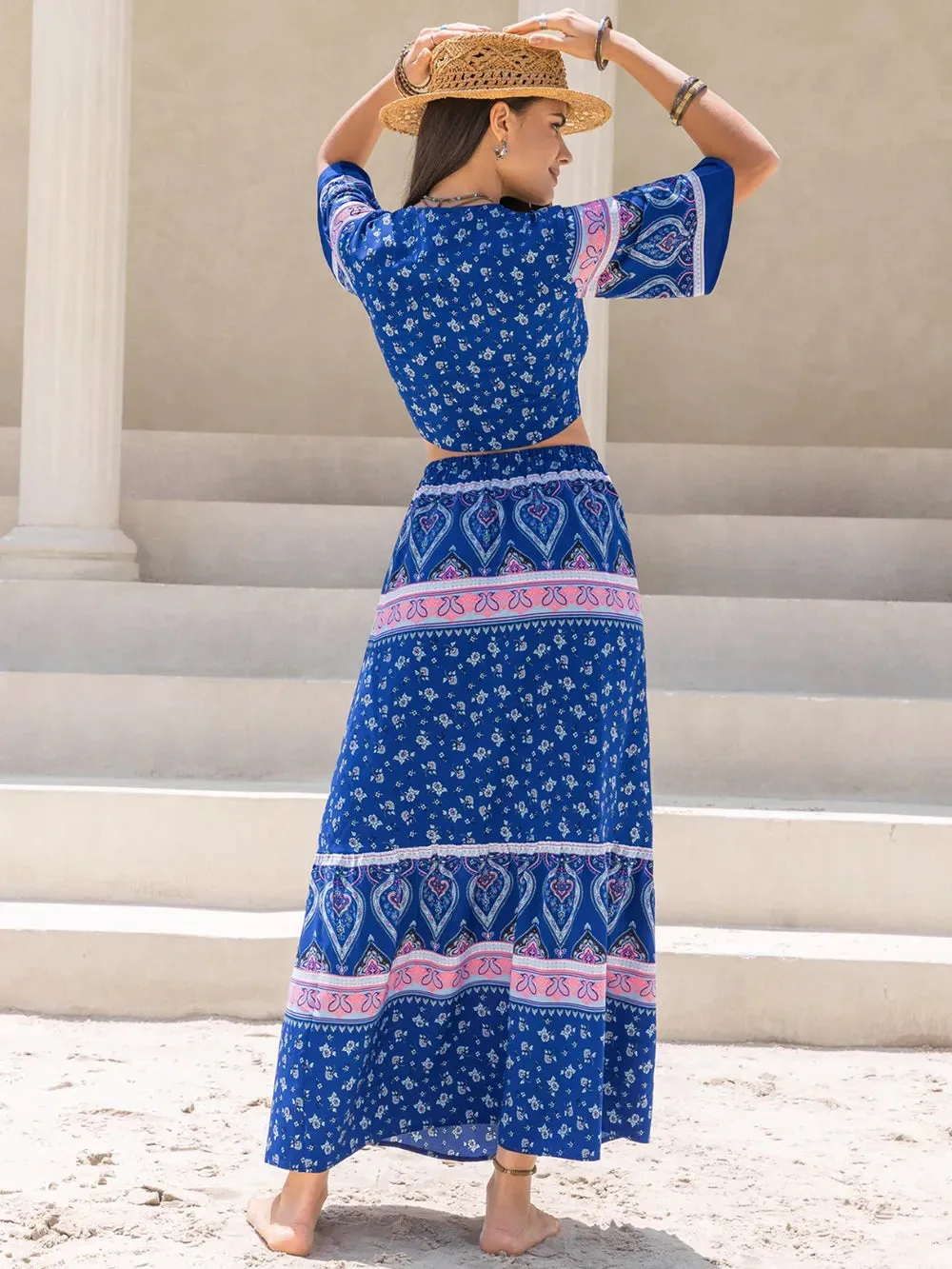 Printed Flutter Sleeve Top and Skirt Set sold by Gigi Laurent product image thumbnail 2