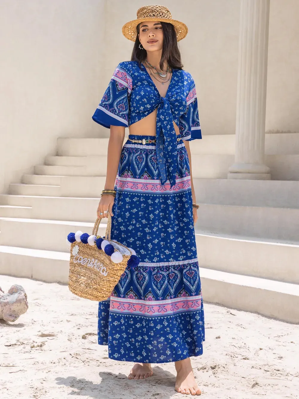 Printed Flutter Sleeve Top and Skirt Set sold by Gigi Laurent product image thumbnail 4
