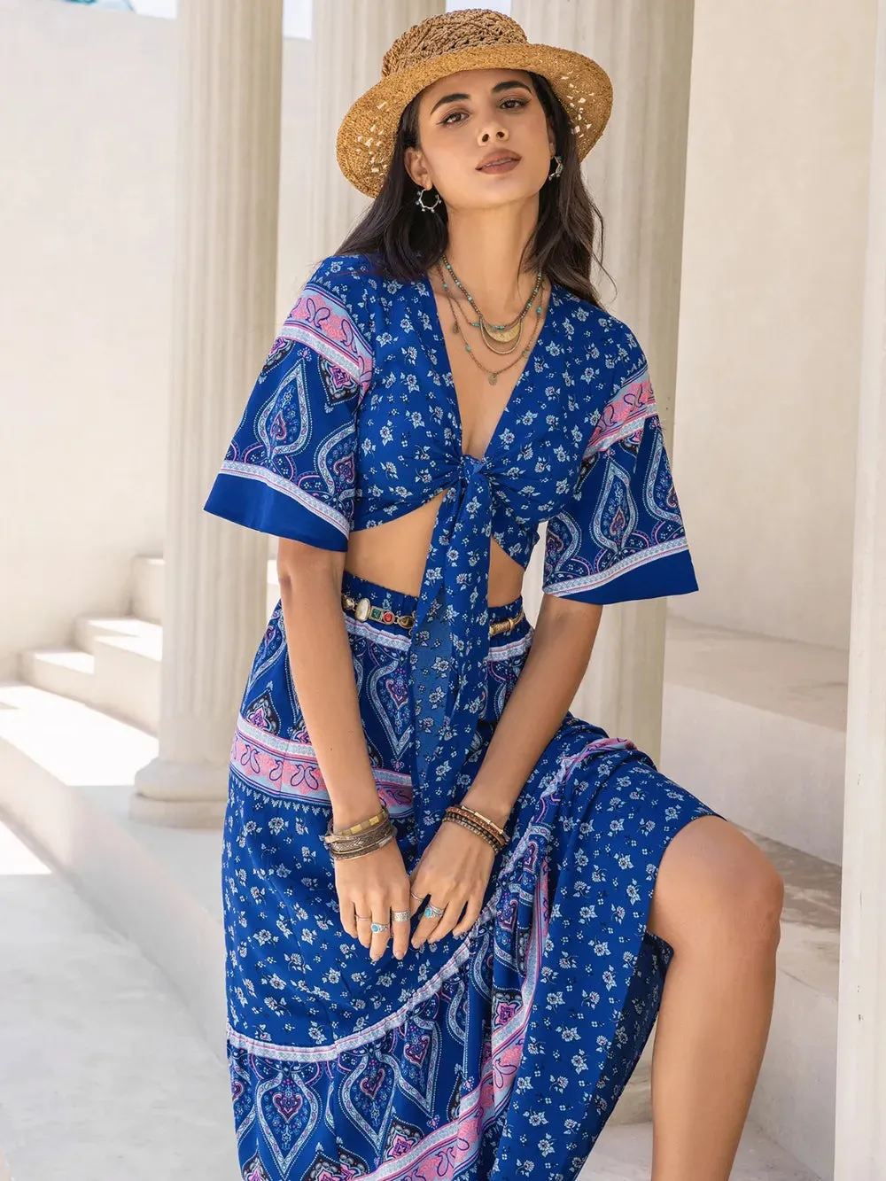 Printed Flutter Sleeve Top and Skirt Set sold by Gigi Laurent product image thumbnail 3