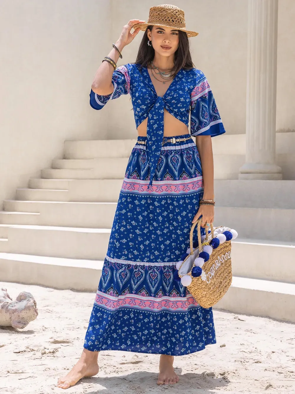 Printed Flutter Sleeve Top and Skirt Set sold by Gigi Laurent