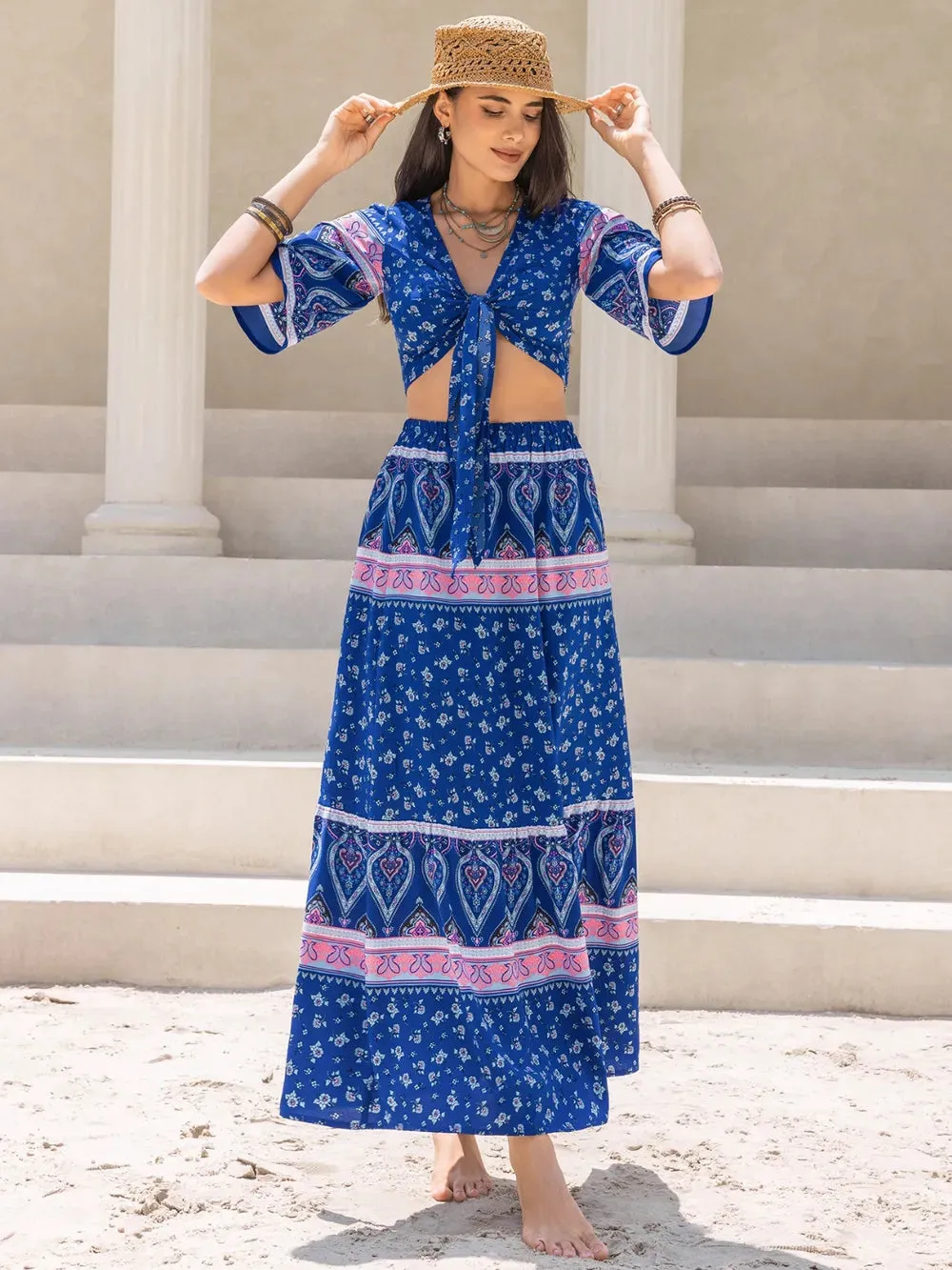 Printed Flutter Sleeve Top and Skirt Set sold by Gigi Laurent product image thumbnail 5